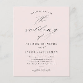 Budget Script Blush Roze Trouw Uitnodiging