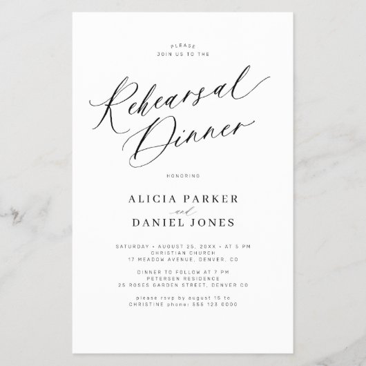 Budget script bruiloft repetitie diner uitnodiging flyer (Voorkant)