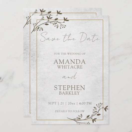 Budget Script Bruiloft Save the Date Kaart (Voorkant / Achterkant)