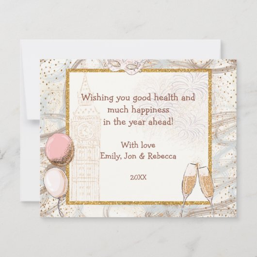 BUDGET Script Champagne Balloons Happy Nieuwjaar (Achterkant)