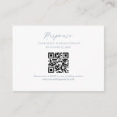 BUDGET Script Dusty Blue Wedding QR Code RSVP Informatiekaartje (Voorkant)