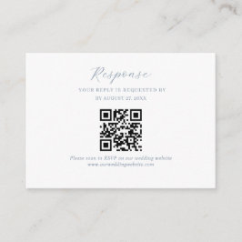 BUDGET Script Dusty Blue Wedding QR Code RSVP Informatiekaartje