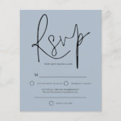 Budget Script Dusty Blue Wedding RSVP (Voorkant)