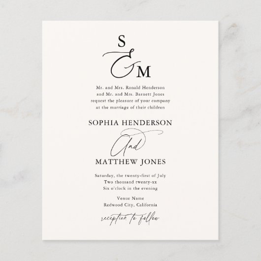 Budget Script Elegante bruiloft (Voorkant)