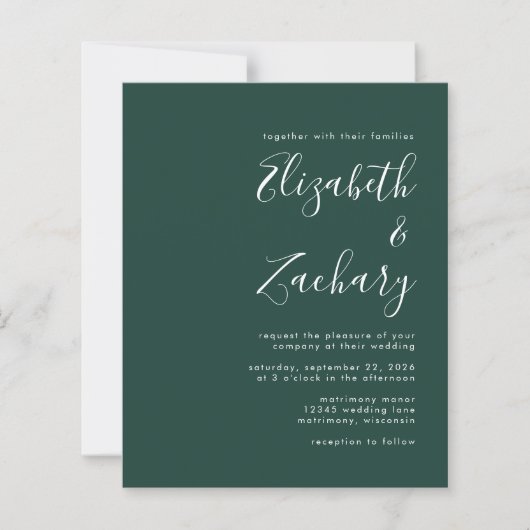 Budget Script Emerald Green QR-code bruiloft uitno (Voorkant)