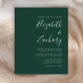 Budget Script Emerald Green Wedding Invitation