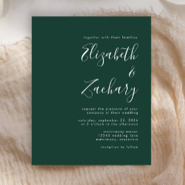 Budget Script Emerald Green Wedding Invitation