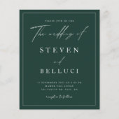 Budget Script Emerald Green Wedding Invitation (Voorkant)