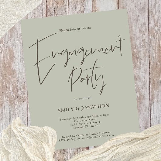 Budget Script Engagement Party Sage Green Nodig ui