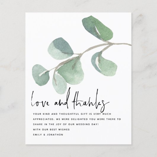 Budget Script Eucalptus Pas getrouwd Foto Dank u (Voorkant)