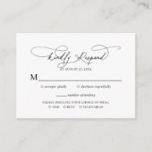 Budget Script Floral Dusty Blue Wedding RSVP Informatiekaartje (Voorkant)