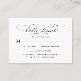Budget Script Floral Dusty Blue Wedding RSVP Informatiekaartje