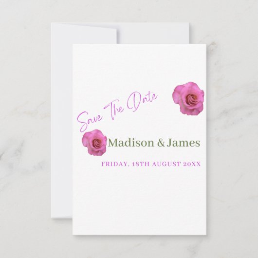 Budget Script Floral Sla de datum uitnodiging op (Voorkant)