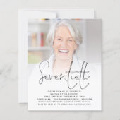 BUDGET Script Foto 70th Birthday Party Invitation (Voorkant)