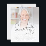 BUDGET Script Foto 70th Birthday Party Invitation<br><div class="desc">Een alternatief voor een budget van 4, 5 x 5, 6-inch halfglanzend gewicht van 110 lbs, dat even dik is als een briefkaart (maar niet geschikt om als briefkaart te worden gebruikt). GEEF NOTA ER ÉÉN UITnodiging per blad is. Het manuscript Foto 70th Birthday Partij nodigt uit. Een minimalistisch ontwerp...</div>