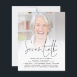 BUDGET Script Foto 70th Birthday Party Invitation<br><div class="desc">Een alternatief voor een budget van 4, 5 x 5, 6-inch halfglanzend gewicht van 110 lbs, dat even dik is als een briefkaart (maar niet geschikt om als briefkaart te worden gebruikt). GEEF NOTA ER ÉÉN UITnodiging per blad is. Het manuscript Foto 70th Birthday Partij nodigt uit. Een minimalistisch ontwerp...</div>