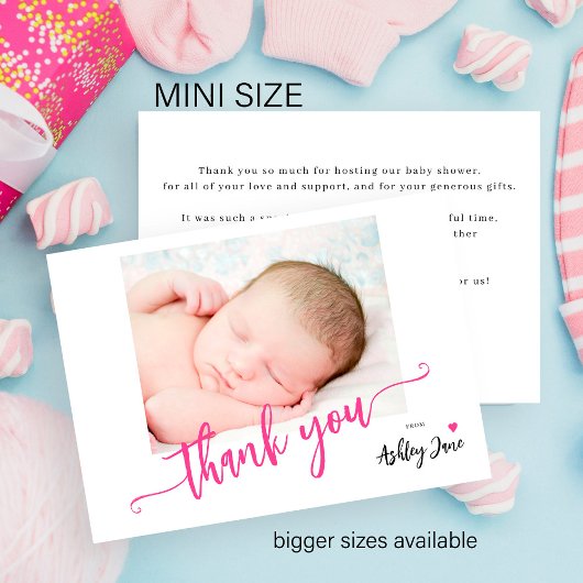 Budget script foto babyshower bedankje notitiekaartje