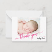 Budget script foto babyshower bedankje notitiekaartje (Voorkant)