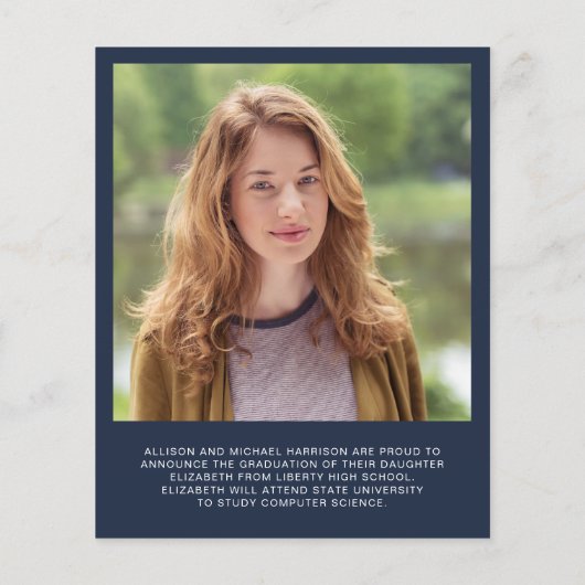 Budget Script Foto Blauwe Afstudeer Uitnodiging (Achterkant)