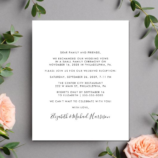 Budget Script Foto Bruiloft Receptie uitnodiging