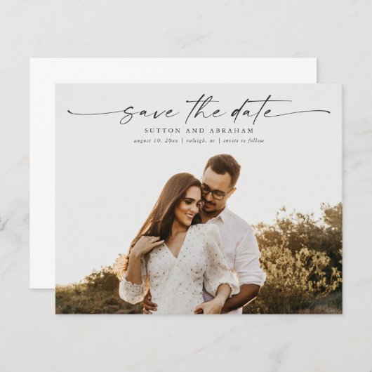 Budget Script Foto Bruiloft Save the Date Kaarten (Voorkant / Achterkant)