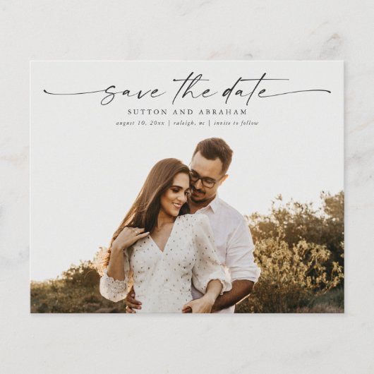 Budget Script Foto Huwelijk Save the Date Kaarten (Voorkant)