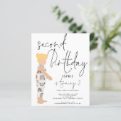 Budget Script Girl Blonde 2e verjaardag Uitnodigin (Staand voorkant)