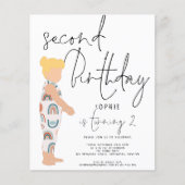 Budget Script Girl Blonde 2e verjaardag Uitnodigin (Voorkant)