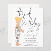 Budget Script Girl Blonde 3e verjaardag Uitnodigin (Voorkant / Achterkant)