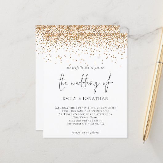 Budget Script Gold Glitter Weddenschap (Voorkant / Achterkant in situ)