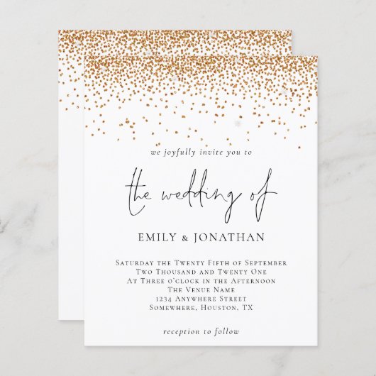 Budget Script Gold Glitter Weddenschap (Voorkant / Achterkant)