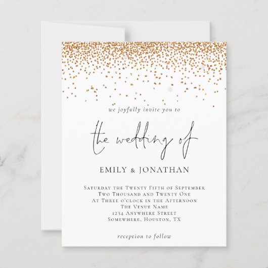 Budget Script Gold Glitter Weddenschap (Voorkant)