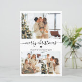Budget Script Hart 3 Photo Collage Christmas Kaart (Staand voorkant)