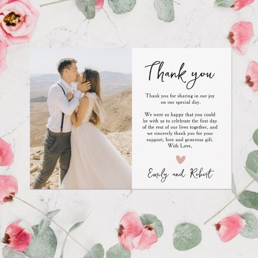 Budget Script Hart Foto Bruiloft Dank u Flyer