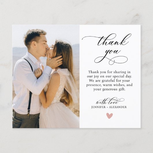 Budget Script Hart Foto Bruiloft Dank u Flyer (Voorkant)