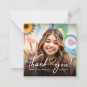 Budget Script Hart Foto Verjaardag Bedankt Notitiekaartje (Voorkant)