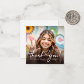 Budget Script Hart Foto Verjaardag Bedankt Notitiekaartje (Voorkant / Achterkant in situ)