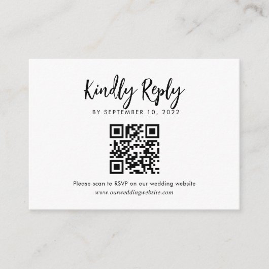 BUDGET Script Hart Monogram Bruiloft QR Code RSVP Informatiekaartje (Voorkant)