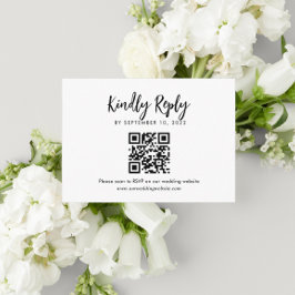 BUDGET Script Hart Monogram Bruiloft QR Code RSVP Informatiekaartje