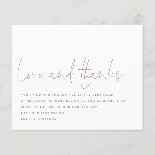 Budget Script Love Bedankt Foto Weddenschap Bedank (Voorkant)