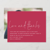 Budget Script Love Bedankt Photo Wedding Magenta (Voorkant / Achterkant)