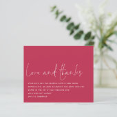 Budget Script Love Bedankt Photo Wedding Magenta (Staand voorkant)