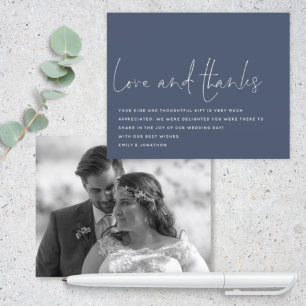 Budget Script Love Bedankt Photo Wedding Navy