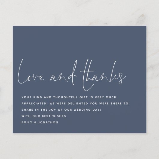 Budget Script Love Bedankt Photo Wedding Navy (Voorkant)