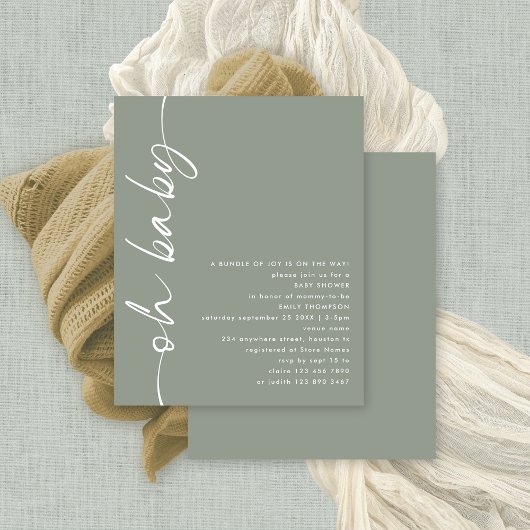 Budget Script Meisje of Jongen Sage Oh Baby shower