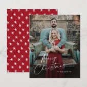 Budget Script Merry Kerstmis Foto Holiday Card (Voorkant / Achterkant)