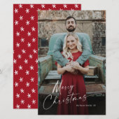 Budget Script Merry Kerstmis Foto Holiday Card (Voorkant / Achterkant)