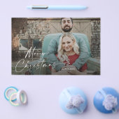 Budget Script Merry Kerstmis Foto Holiday Card Flyer (Enkel)