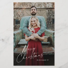 Budget Script Merry Kerstmis Foto Holiday Card Flyer