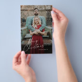 Budget Script Merry Kerstmis Foto Holiday Card Flyer (Hand)